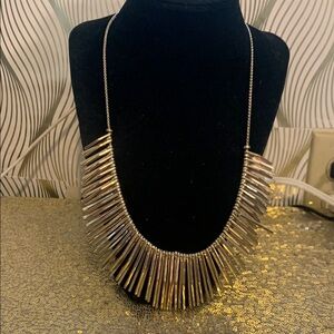 Signed Natasha Gold Triangle Bar Modernist Necklace